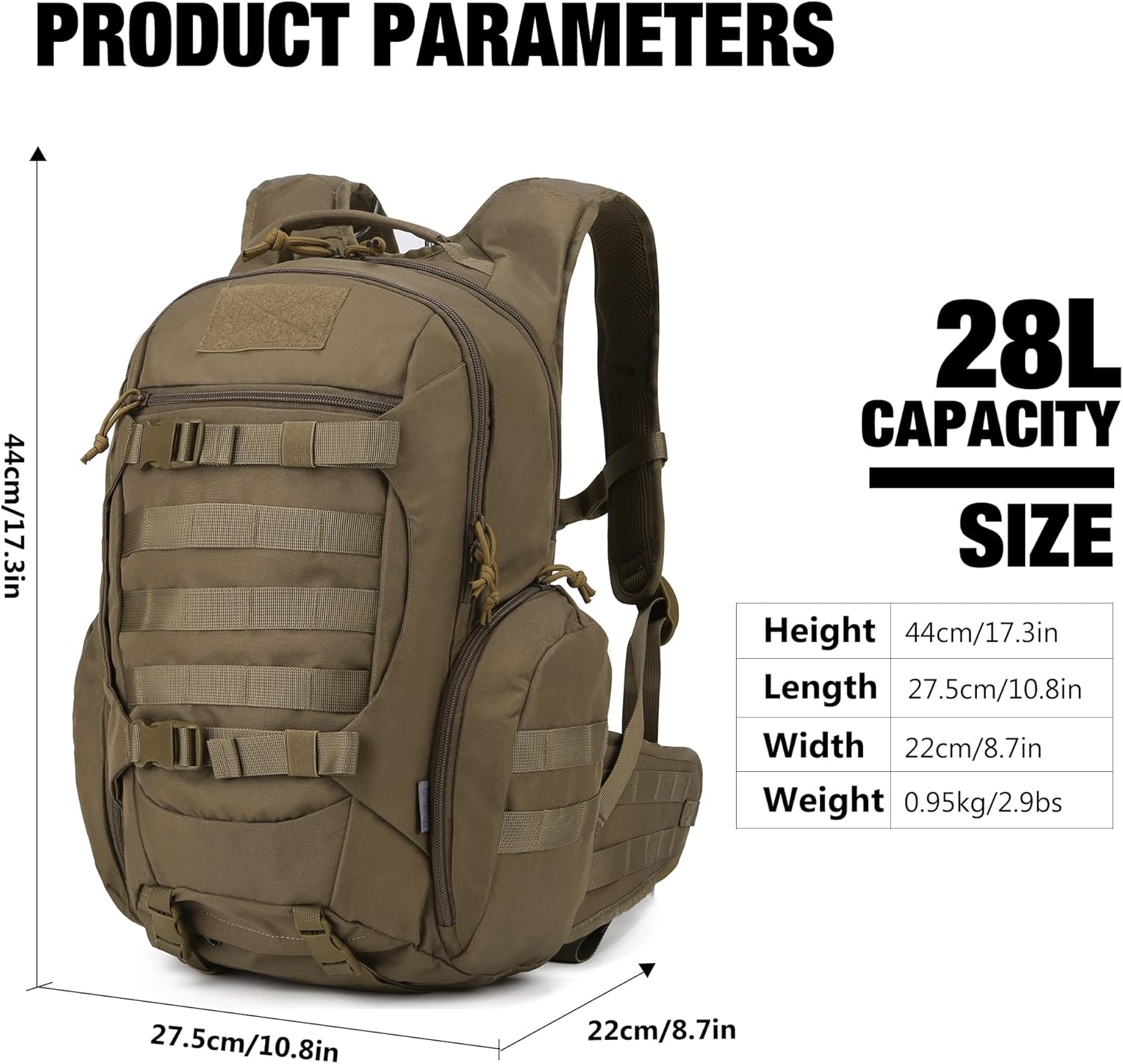 Mardingtop Tactical Backpack,Military Camping Molle Rucksack for Motorcycle Hiking Traveling 25L