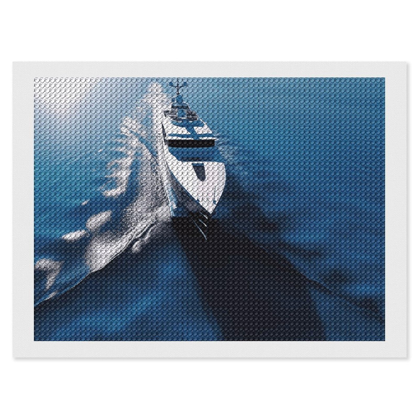 NONHAI Diamond Painting Kits for Adults - DIY Diamond Art Kits for Beginners - Full 5D Paint Drill Diamond Dots Paintings- Yacht ​ Sailboat Diamonds Pictures Gem Art and Craft Wall Decor 12"x16"