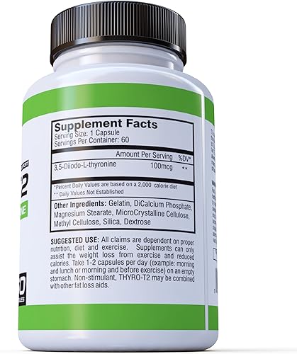 Miniatura 3 de BioCor Nutrition. 60 cápsulas para un mes de suministro. Respaldo para acelerar el metabolismo y quemar grasas para perder peso. Thyro T2 Thyroid.