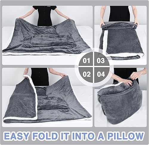 Miniatura 10 de Catalonia Classic Manta de forro polar Sherpa con mangas, súper suave, cálida y acogedora, manta portátil de viaje, regalo para mujeres, hombres y