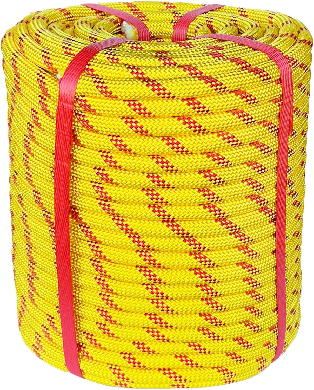 Climbing Rope 1/2 in x 200 Ft Yellow Bull Rope Polyester Braided Arborist Rope 1/2 inch 48 Strands 200ft for Tree Pulling,Nautical Rigging Rope Swing Yellow 1/2IN x 200 FT