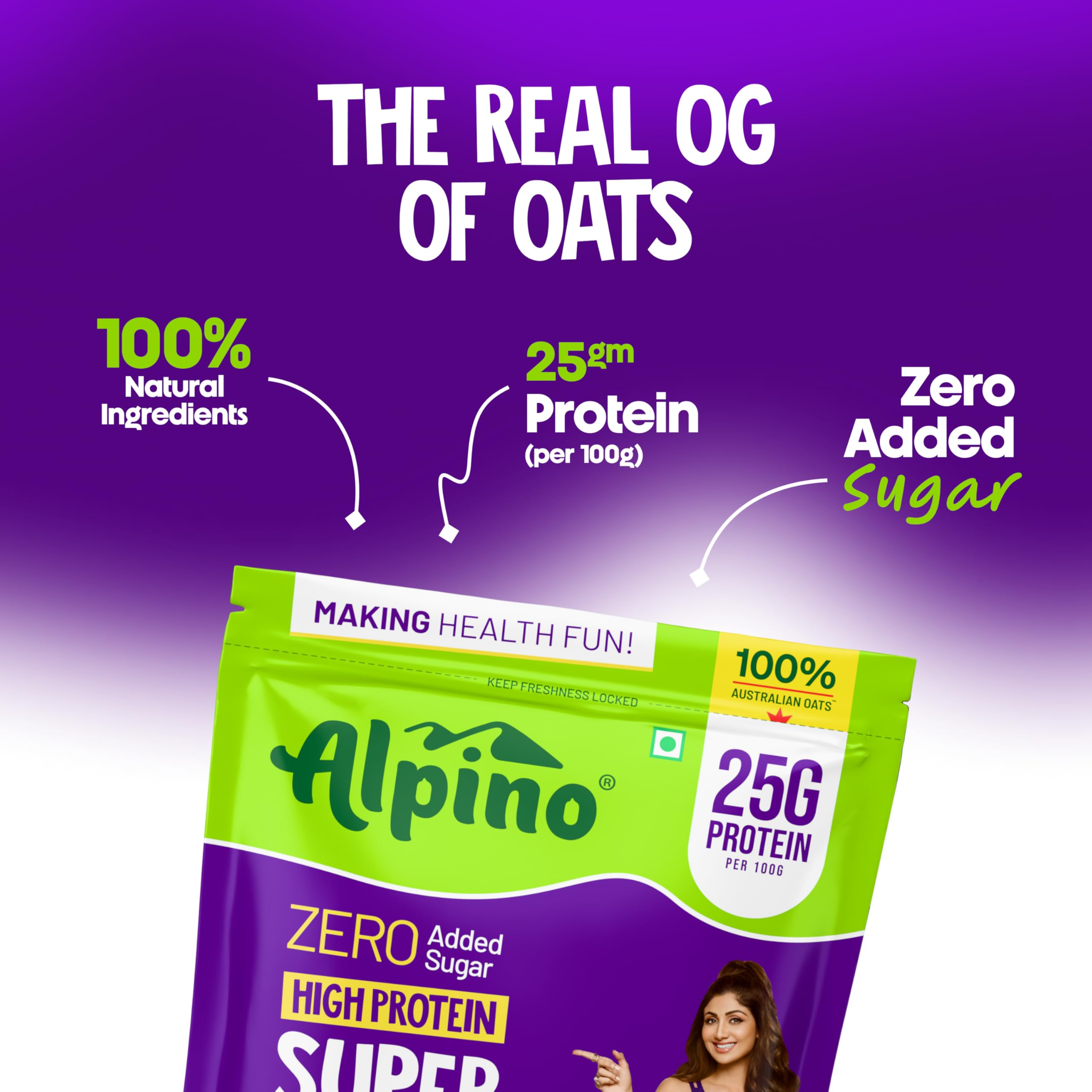 ALPINO 25g High Protein Super Oats Chocolate 400g – Rolled Oats with Peanut Butter, Cocoa, Nuts & Seeds – Zero Added Sugar & Salt – Source of Dietary Fibre & Healthy Fats 3