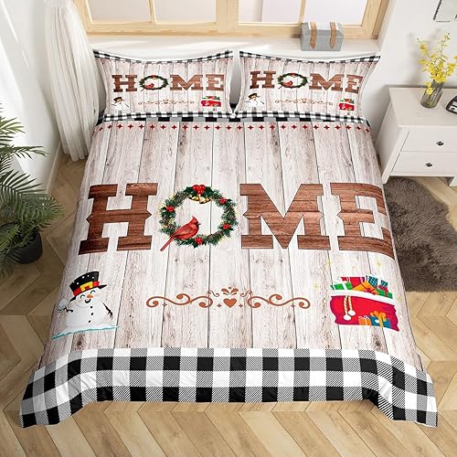 Vista 195 de Juego de funda de edredón rosa de Navidad para niñas, tamaño matrimonial, lindo juego de ropa de cama de dibujos animados de pingüino de Papá Noel