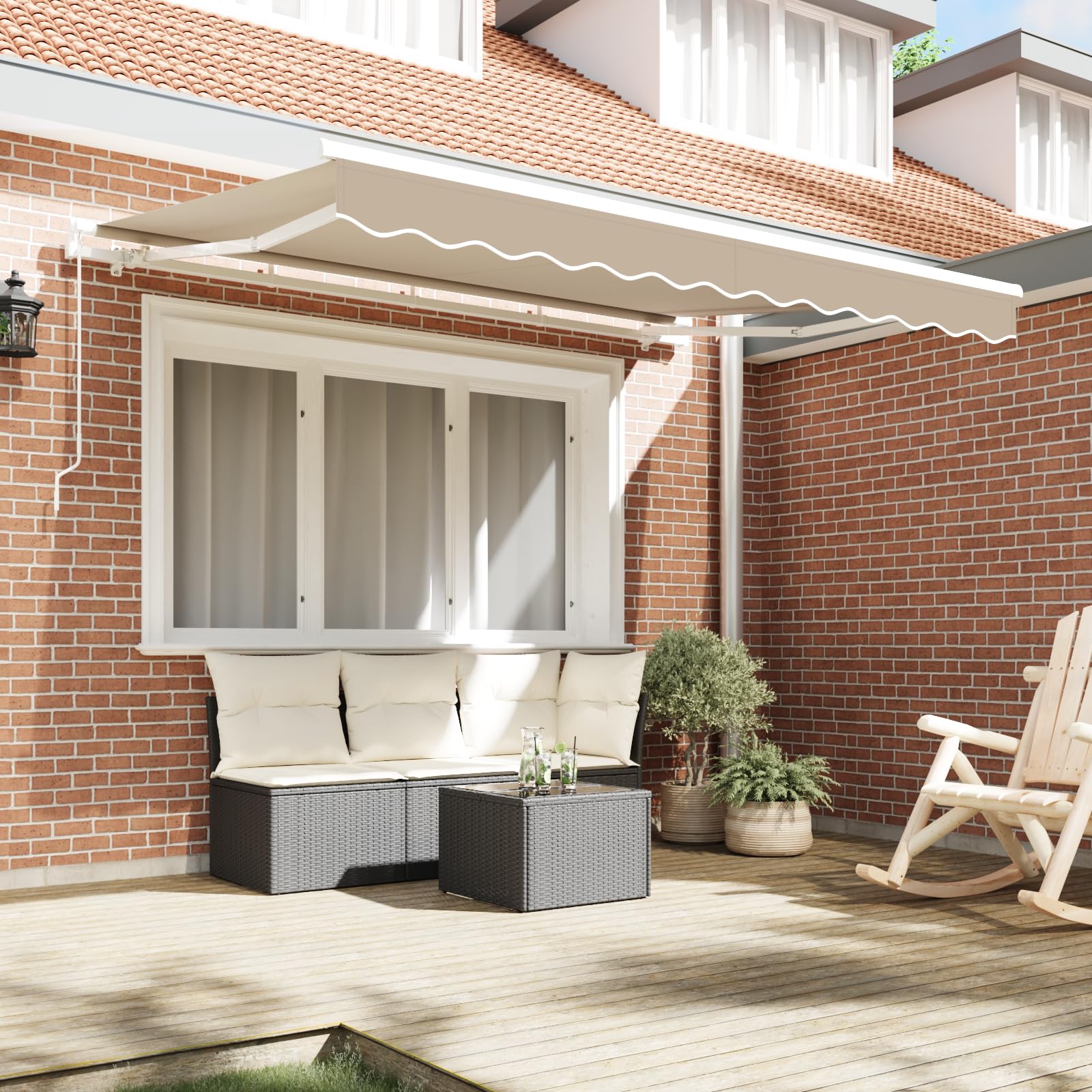 Tomostar Toile de Remplacement Store Banne, Toit de Rechange Tissu de Remplacement pour Auvent Cadre de 3x2,5 m Beige