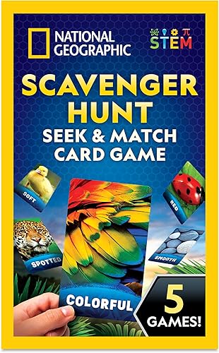 National Geographic Búsqueda del tesoro para niños: busca y combina para encontrar objetos de 40 tarjetas de caza del tesoro jumbo, actividades en