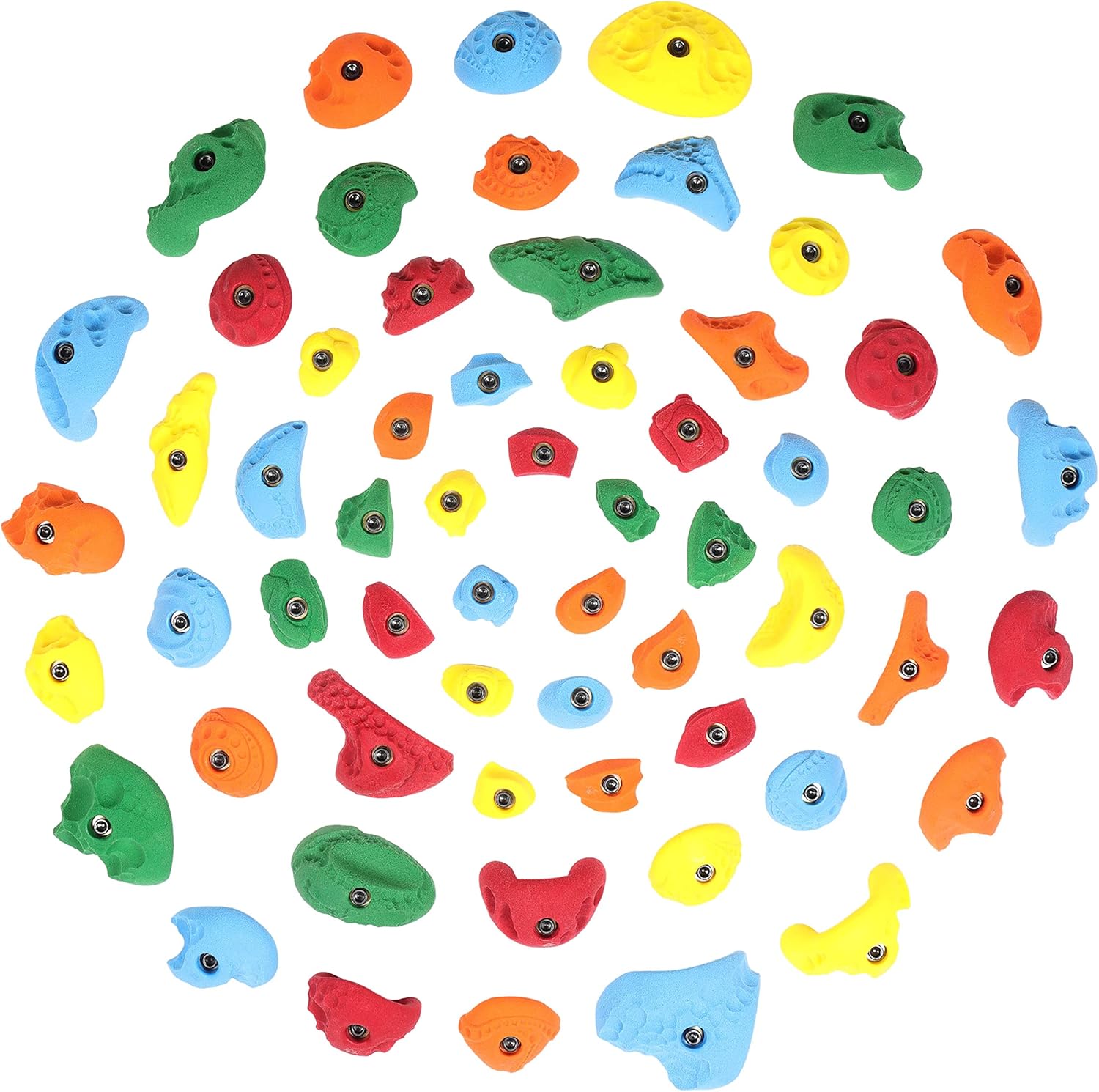 Atomik Rock Climbing Holds Set of 60 Variety Holds in Assorted Bright Tones