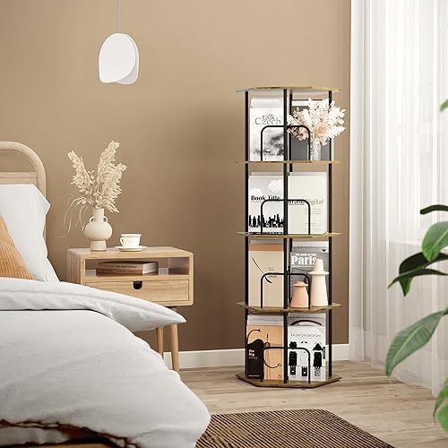 Miniatura 7 de SUNMORY Estantería giratoria de 4 niveles, estantería giratoria de 360 , carrusel de almacenamiento de esquina hexagonal, organizador giratorio