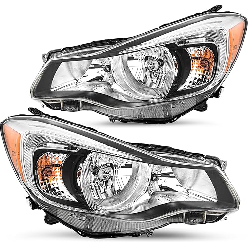 JSBOYAT Headlight Assembly Replacement for 2012-2015 Subaru Impreza XV Crosstrek Passenger and Driver Side Chrome Housing Amber Reflector