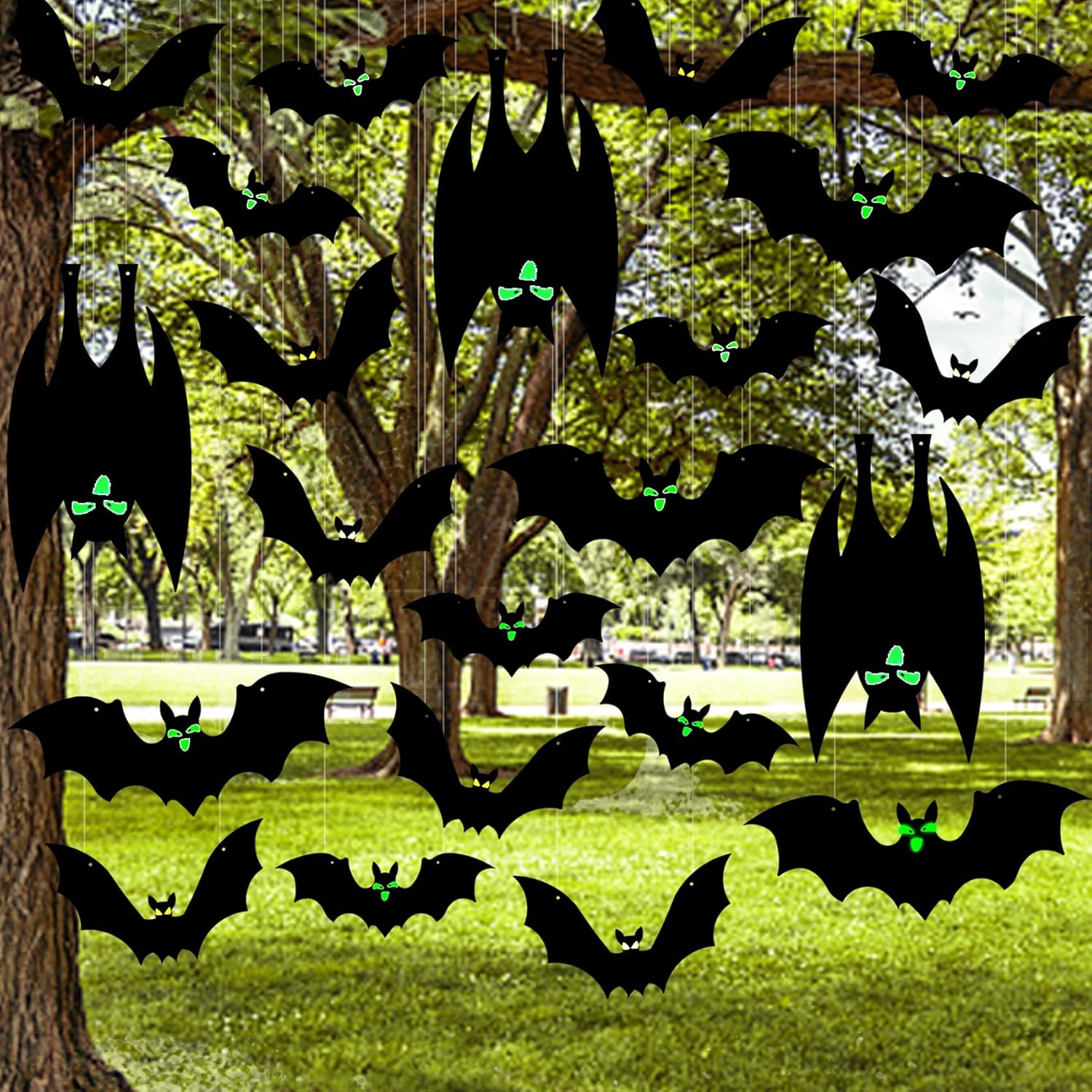 Hanging Bats Halloween Decorations, 12 Pcs Plastic Flying