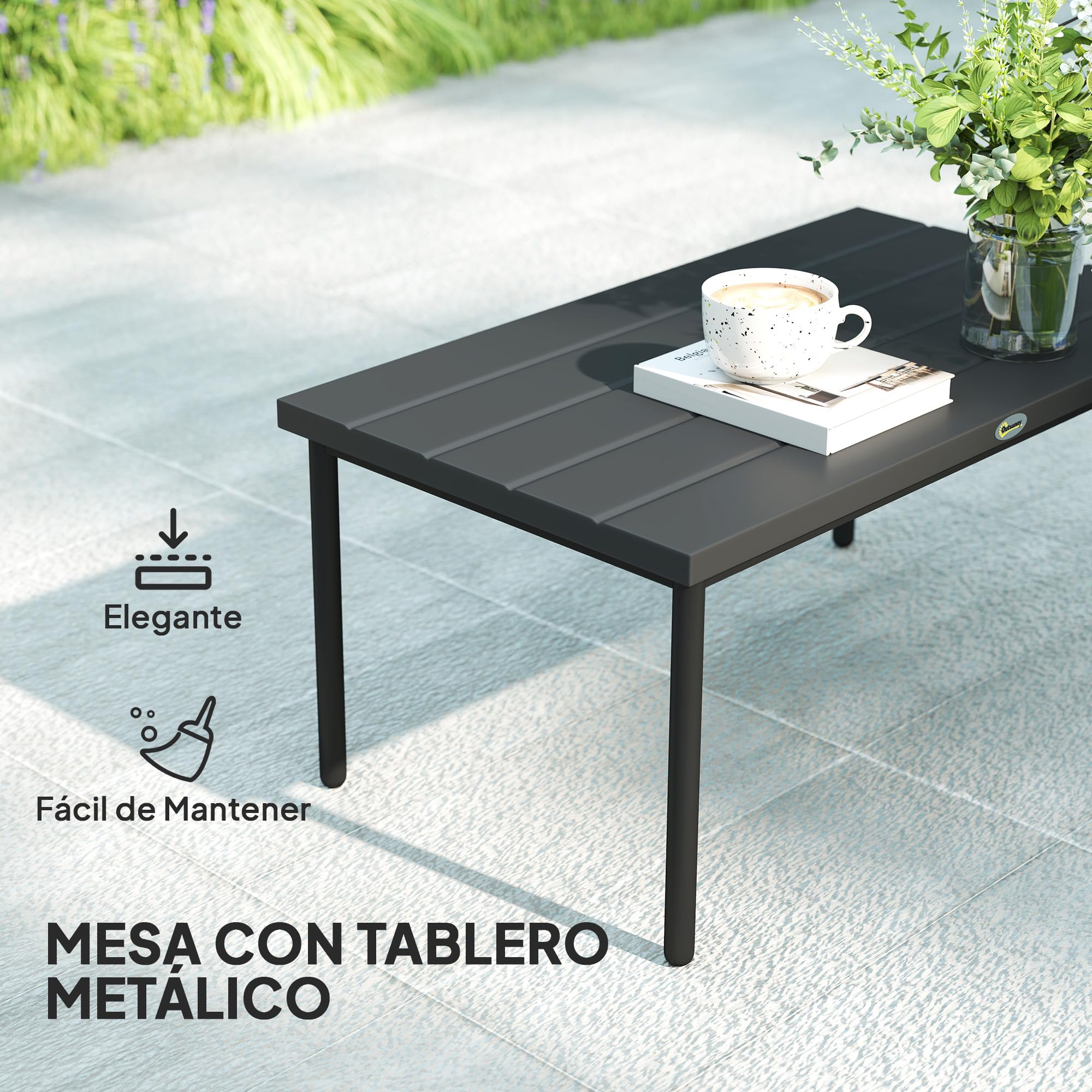 Outsunny Conjunto de Jardín Exterior de Ratán Sintético Natural y Gris | 4 Piezas, Muebles de Jardín Exterior, Incluye 1 Sofá Doble, 2 Sillones, Mesa de Centro con Cojines