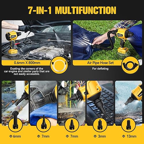 Miniatura 5 de LIVOWALNY Soplador de polvo inalámbrico compatible con batería Dewalt de 20 V, soplador de hojas sin escobillas, soplador de aserrín de mano 447