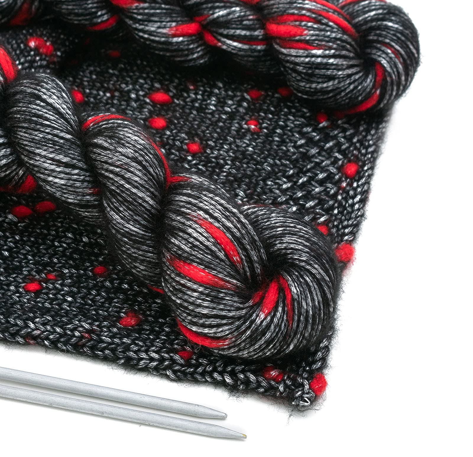 GAL Flite Joy Pop Wool Hand Knitting Yarn (Black Pop Red) (Hanks-150gms)