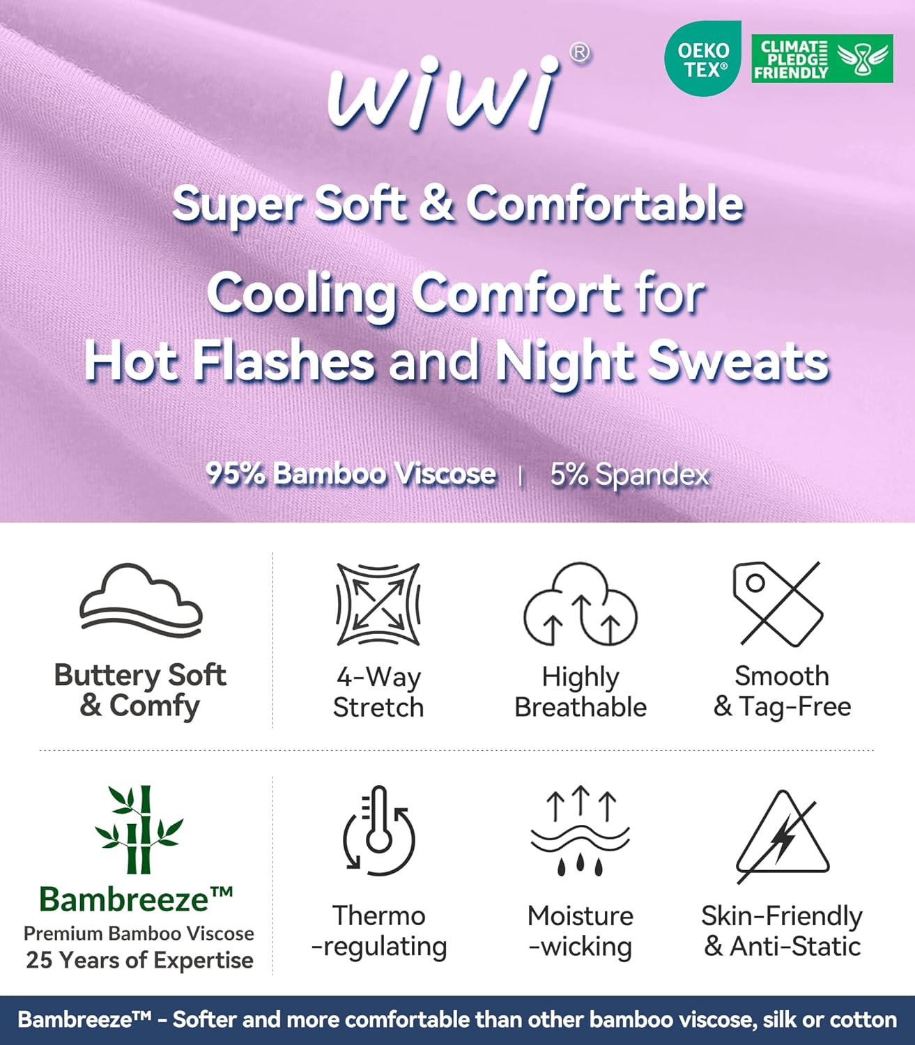 WiWi Viscose from Bamboo Women's Top and Capris Pajamas Set Super Soft Short Sleeve Sleepwear Cooling Scoop Neck Pjs S-XXL - Image 5