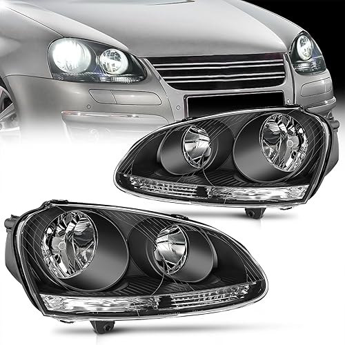 Miniatura 10 de Nilight Conjunto de Faros Compatible con Volkswagen Jetta 2005 2006 2007 2008 2009 2010 2006-2009 VW Rabbit GTI Faro Carcasa Cromada Lado del