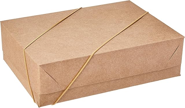 Caixa Para Presente com Tampa e Elástico, Média (26x19.5x7.5 cm), Pacote com 10 Caixas, Castanho, Cristina, Modelo M-601