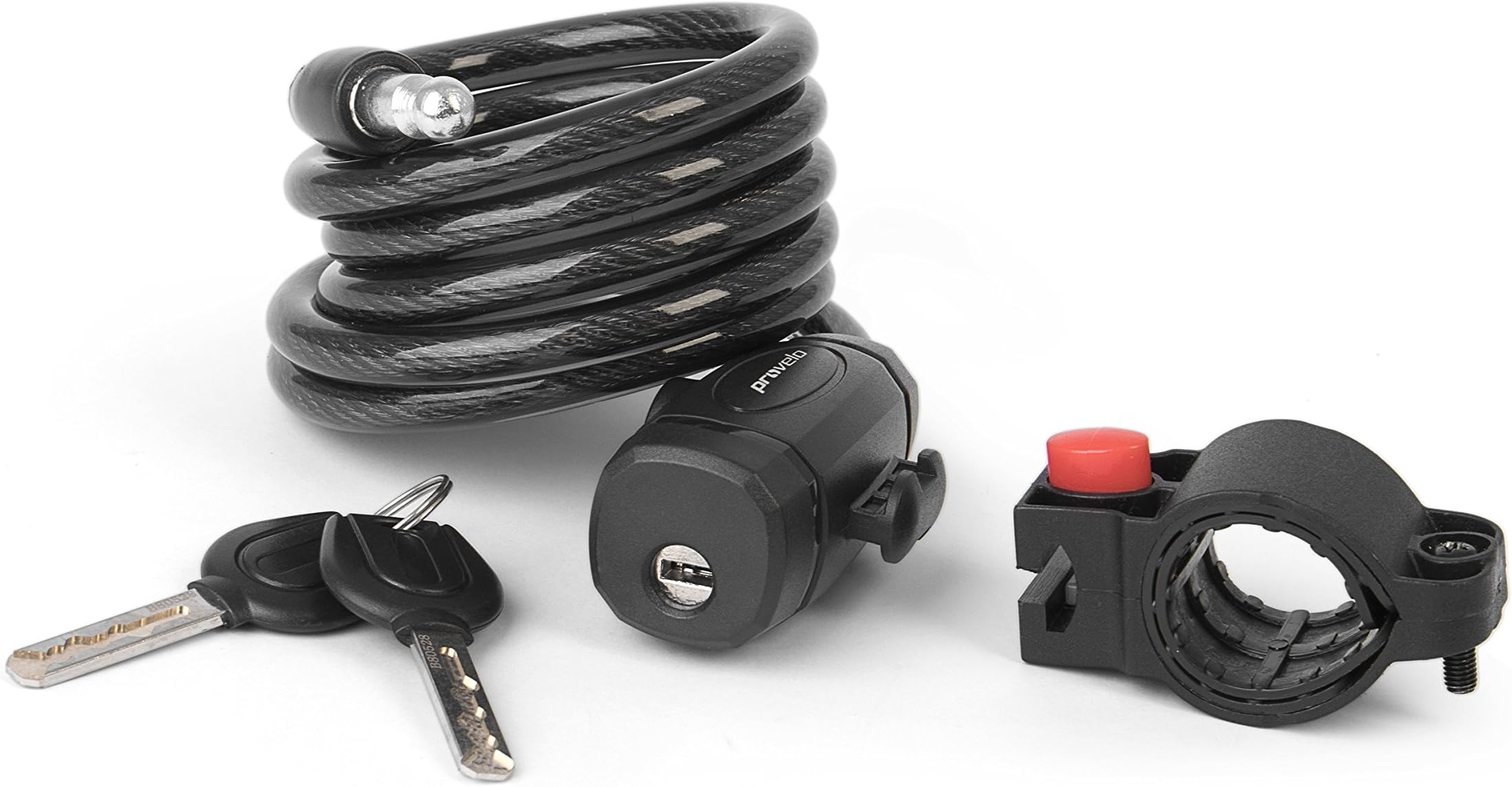 Bike Lock 150 cm Long – Spiral Cable Bicycle Lock – Includes Bracket and Two Keys