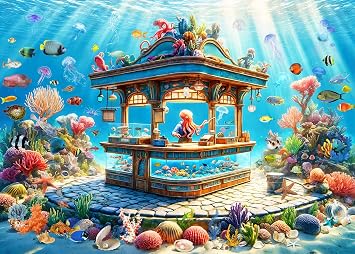 Jigsaw Puzzles for Adults 1000 Piece Puzzle for Adults 1000 Pieces Puzzle 1000 Pieces-Fantasy Seabed -Underwater Kiosk Nestled Among Coral Reefs