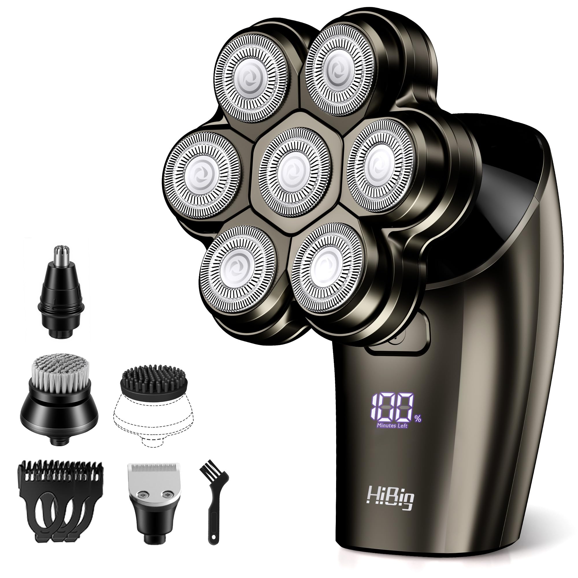 7D Arc Electric Shaver for Head Body 5-in-1 Upgraded Electric Razor for Men Waterproof Wet Dry Detachable Head