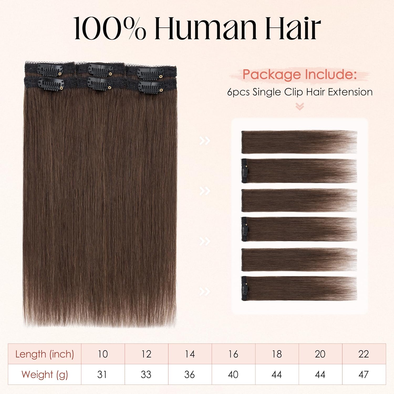 S-noilite Clip in Short Hair Extensions Remy Real Human Hair 6pcs Single Mini Clip on Hairpin Hairpiece for Women for Highlight, 10 inch Dark Brown
