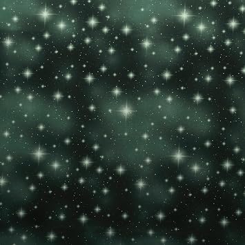 Mook Fabrics Sky Cotton Fabric, Night Sky Green Cut by The Yard