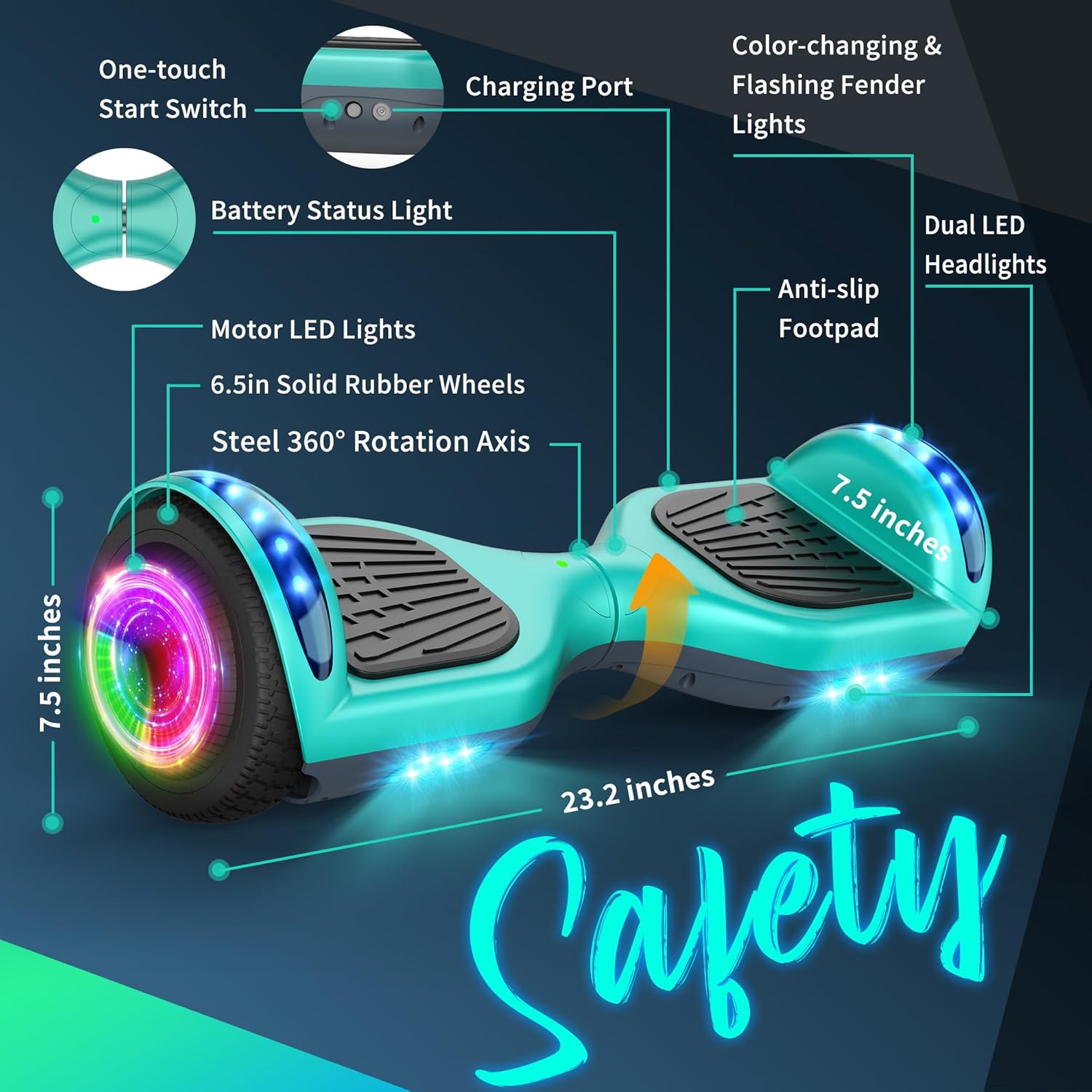 Mixed colored Hoverboard Sisigad A12, with Bluetooth and colorful Self Library lights 4 81LQv IAGWL. AC SL1500