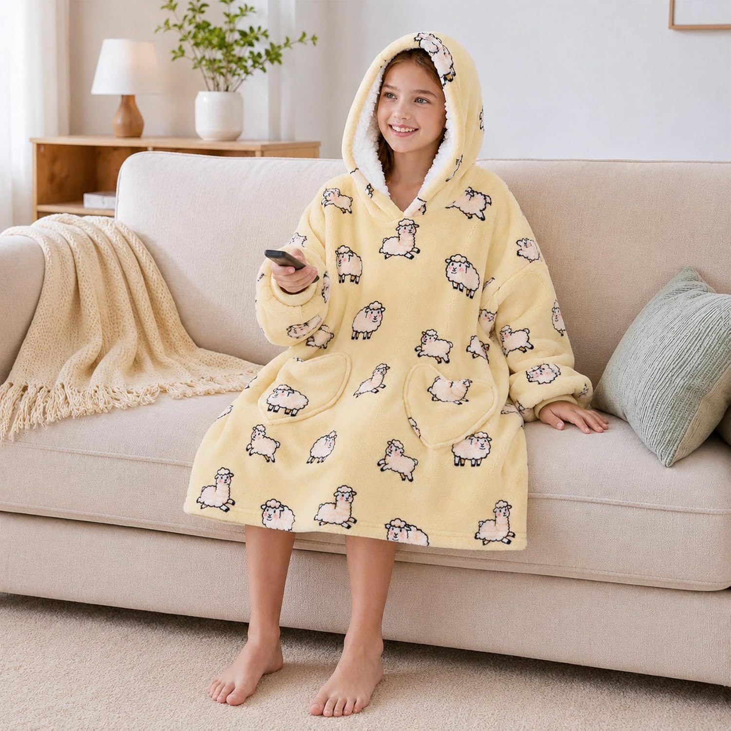 Wearable Blanket Hoodie for Women Men Kids,Oversized Hoodie with Pockets