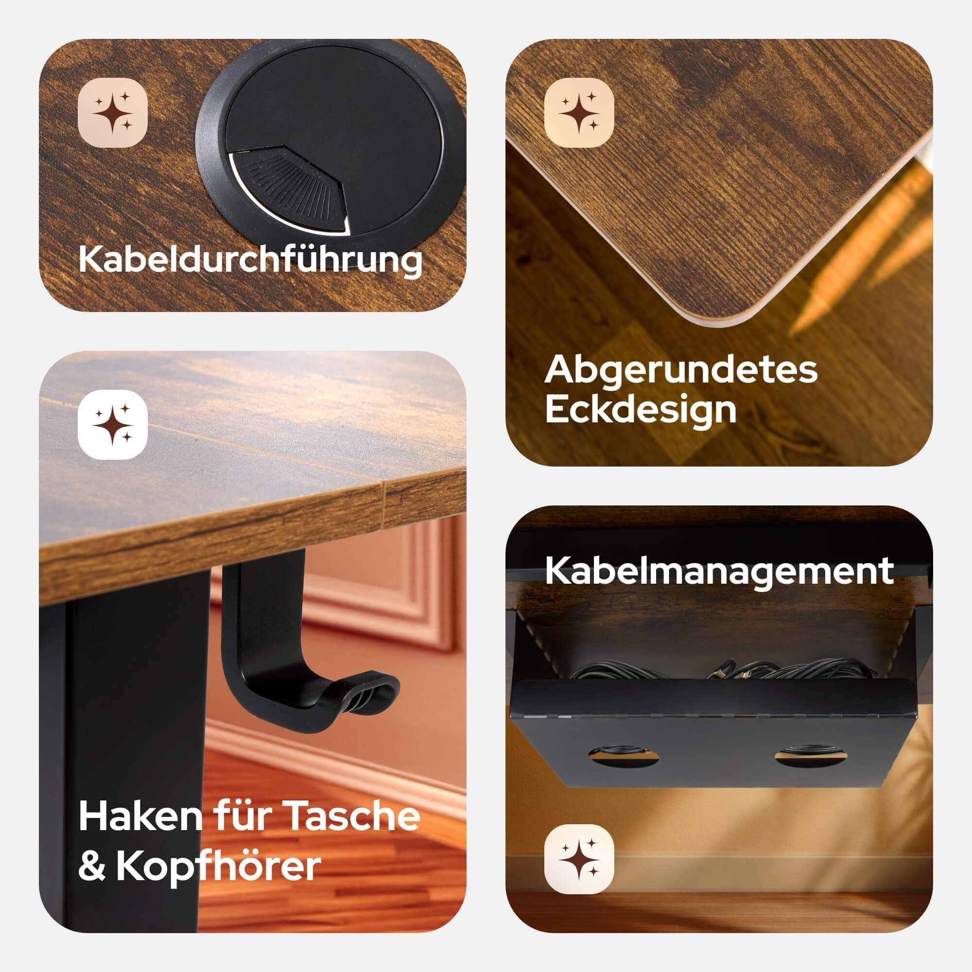 Arebos elektrisch höhenverstellbarer Schreibtisch 160x80 cm | Memory-Funktion | Verstellbarer Computertisch 72-118 cm | Standing Desk | ergonomischer Bürotisch | Steh-Sitz Tisch | Braun