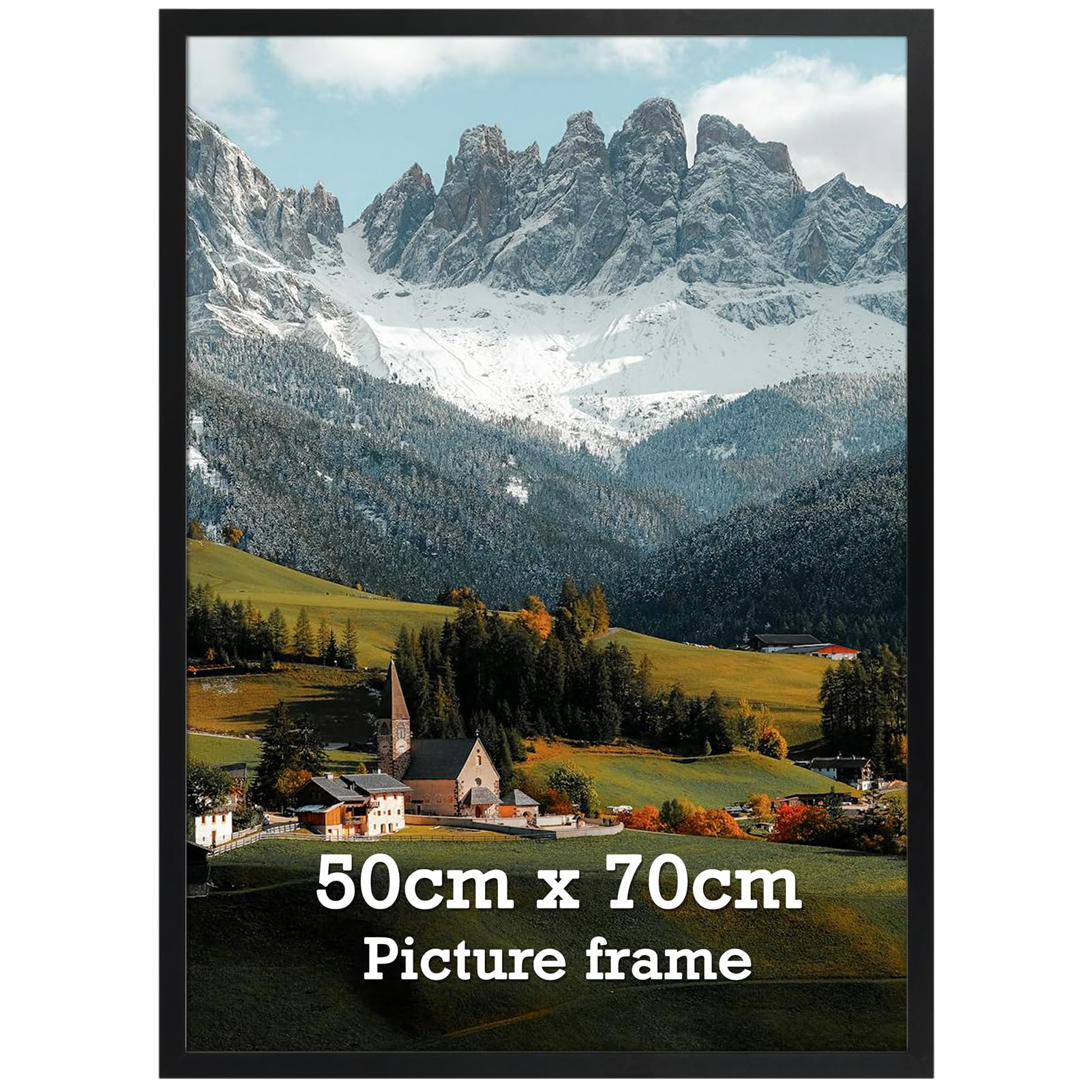 Vasemouh 50x70 cm Picture Frame Black, Single Aluminium 70x50 cm Poster Frame Horizontal or Vertical Wall Mounting for Home, Office, Gallery โ image 1