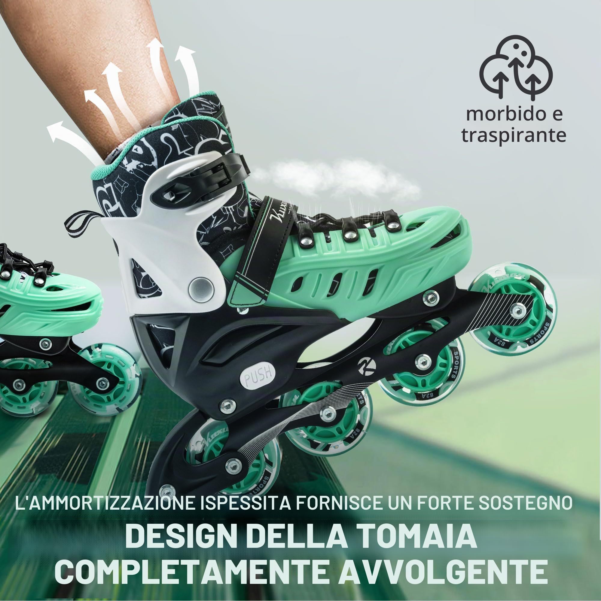 Kuxuan Skates Pattini in linea regolabili per bambini ragazze ragazzi
