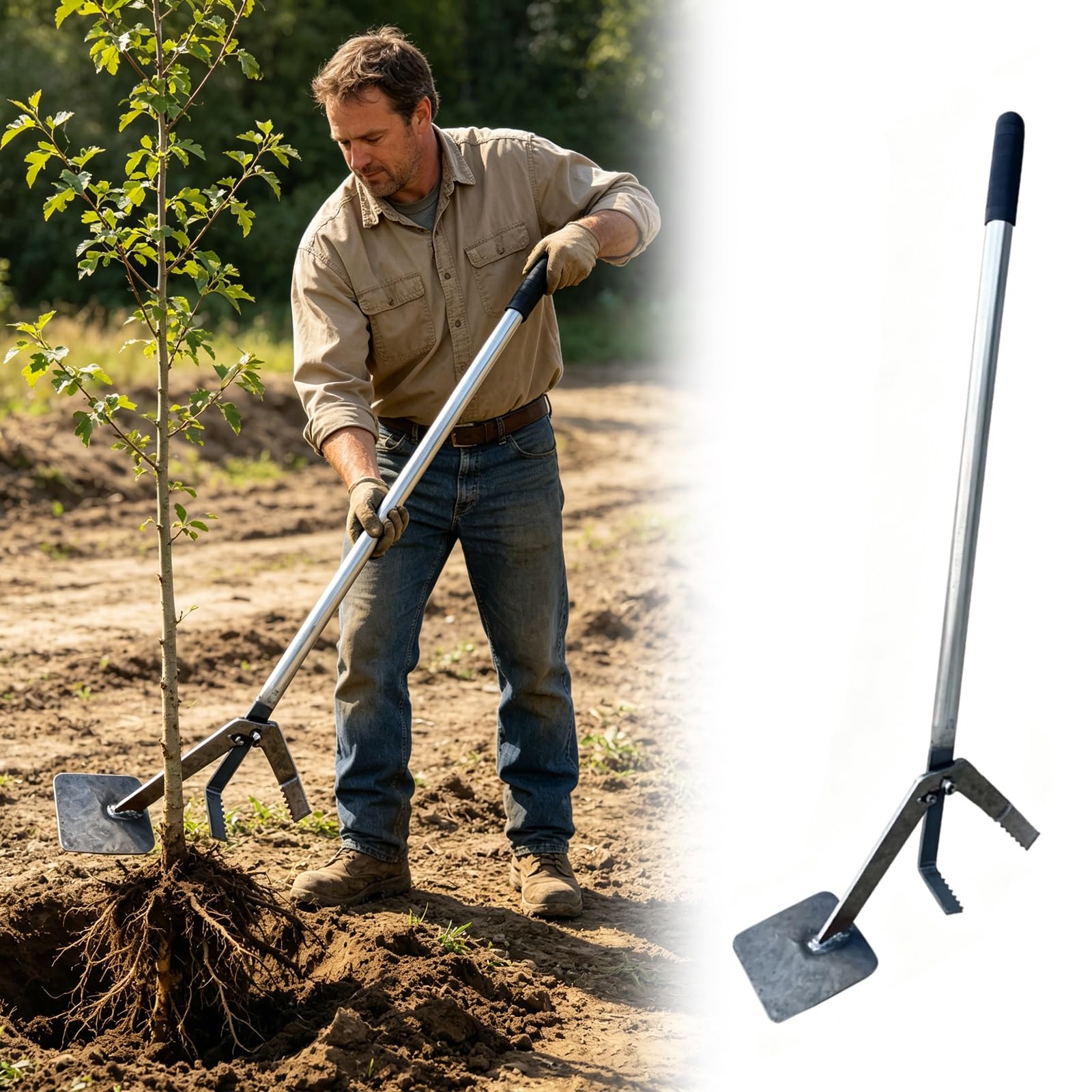 Chzffd One Color Steel Post Stake Puller Tool, Leverage Manual Tree Puller Stump Extractor, For Road Signs/Foundation/Rebar Column, Easy Way To Remove Posts(52In (132Cm))