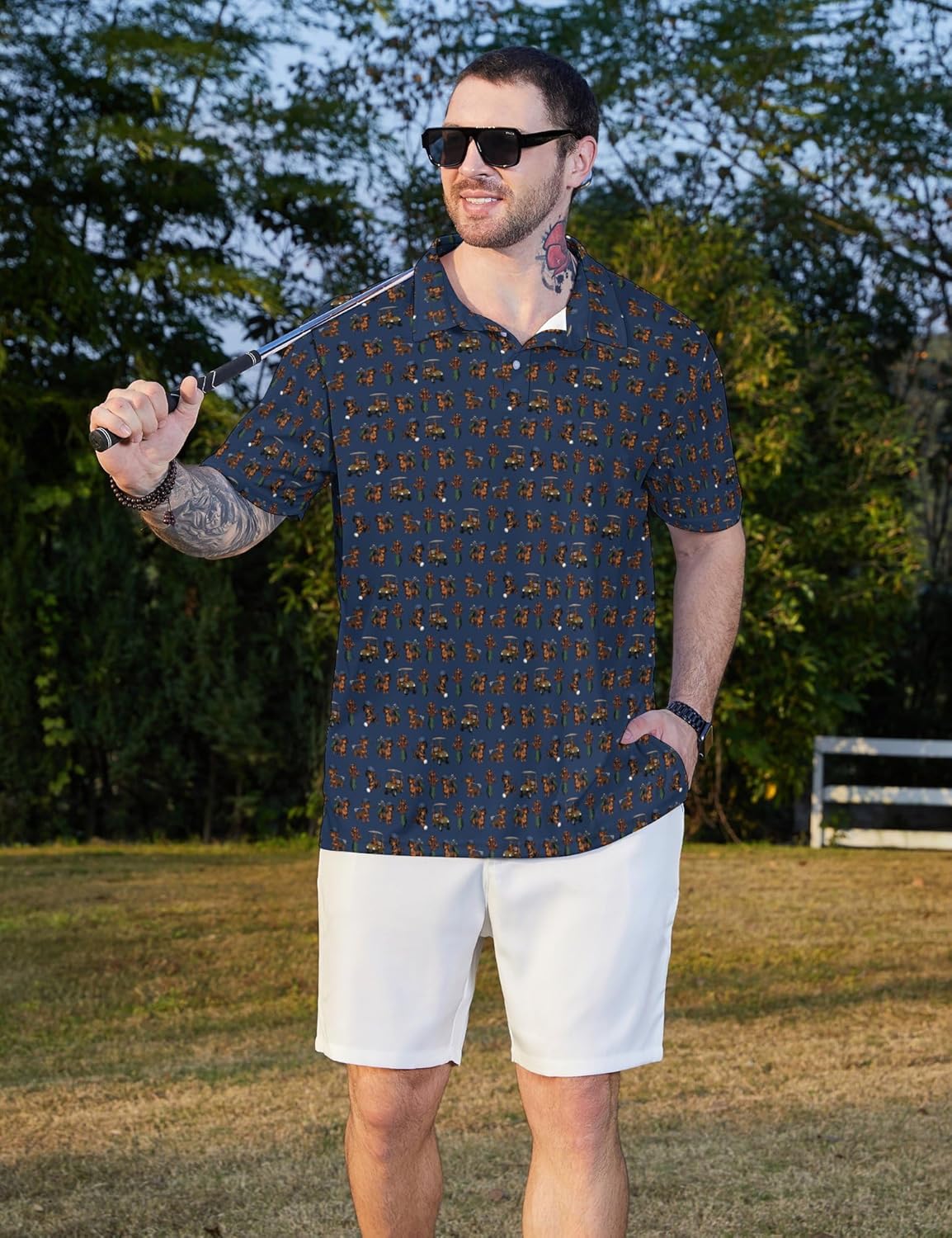 Golf Polo Shirts for Men Funny Short Sleeve Polo Shirts Golf Gifts Quick Dry Moisture Wicking Mens Hawaiian Polos Shirt