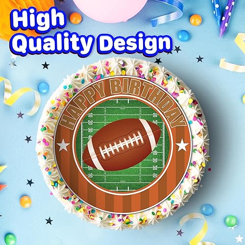 Miniatura 2 de Decoración para pastel de fútbol americano de 7.5 pulgadas, decoración redonda comestible para tartas de cumpleaños, pastel de cumpleaños