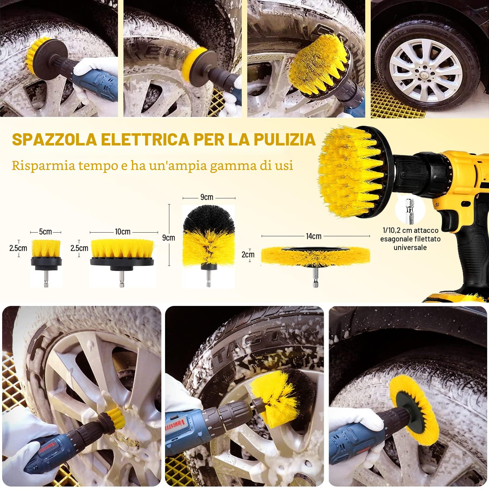 Set di pulizia per auto, 20 pezzi, per interni ed esterni, set di lavaggio auto con spazzole, spugne lucidanti, gel detergente e altro ancora, pratica borsa per il trasporto inclusa