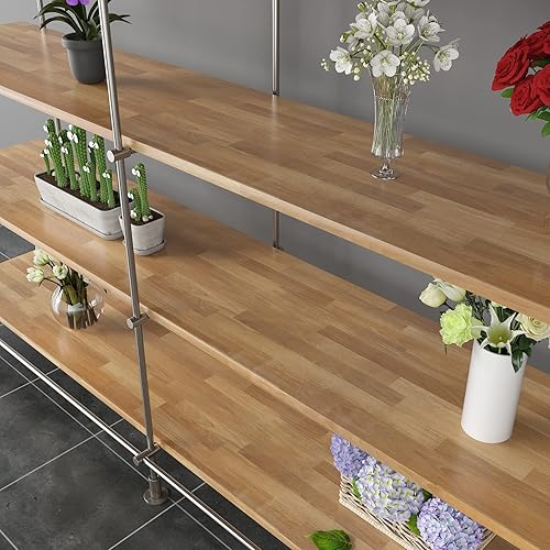 Miniatura 6 de CRE8TIVE Papel tapiz de madera marrón con bloques de carnicero, papel tapiz de madera para despegar y pegar, extraíble, impermeable, tablón de