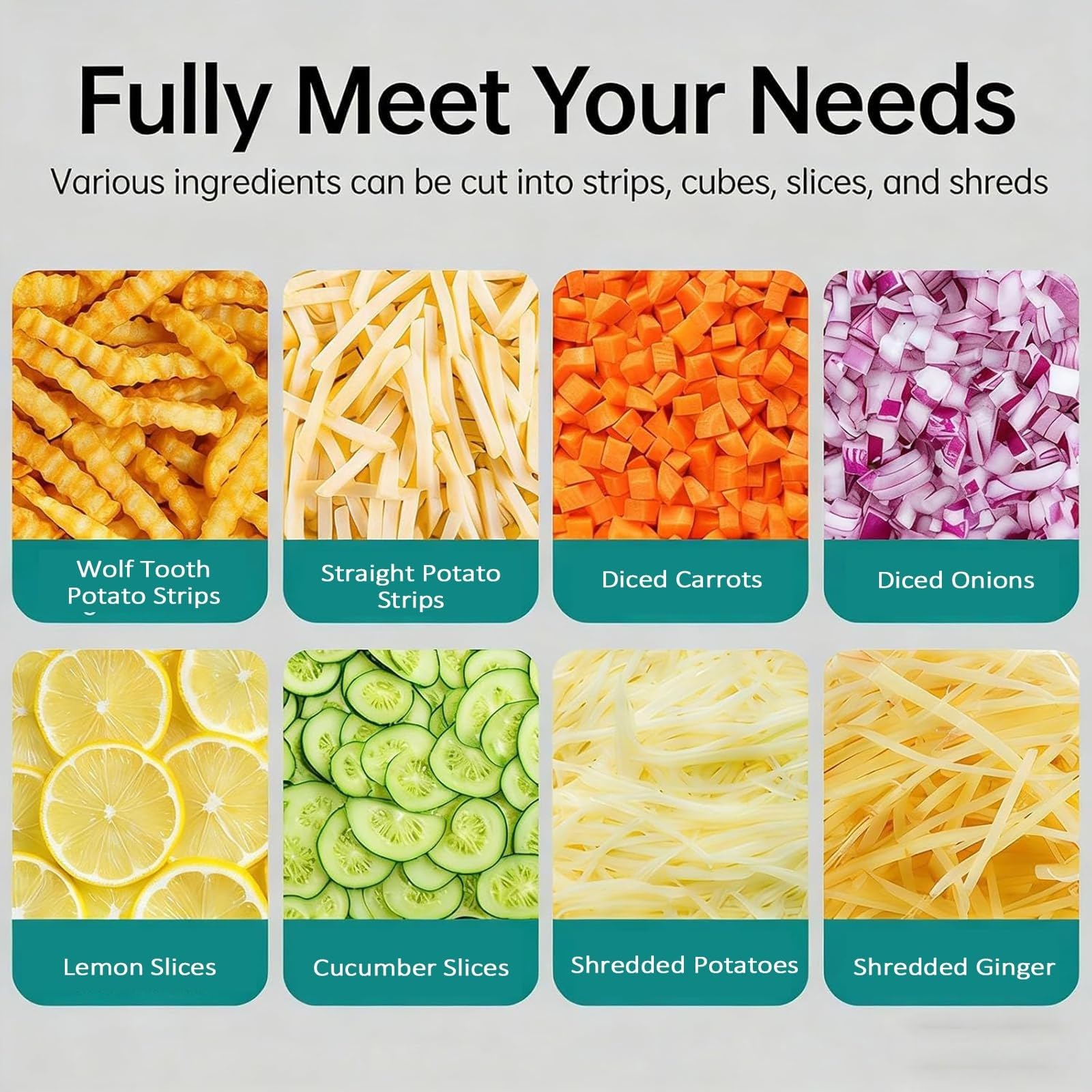 Procesador de verduras 6 en 1, triturador de frutas multifuncional, cortador de patatas ondulado, acero inoxidable, capacidad de corte de 80-150 kg/h para uso doméstico