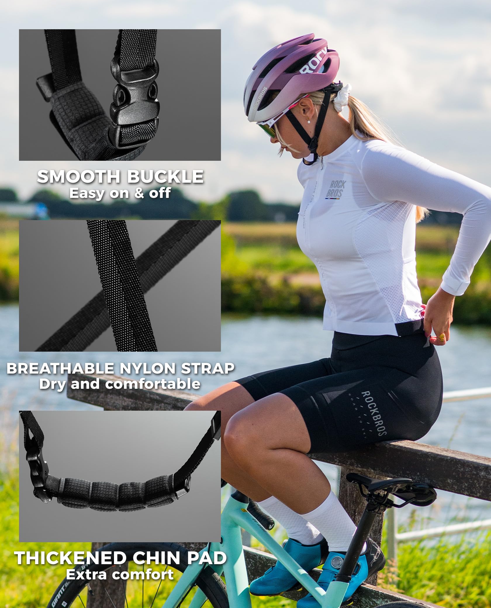 ROCKBROS Casco Bicicleta Adulto Ligero con 7 Forros Desmontables para MTB Carretera Urbano y Gafas de Sol Polarizada UV400 TR90 para Senderismo Correr Actividad