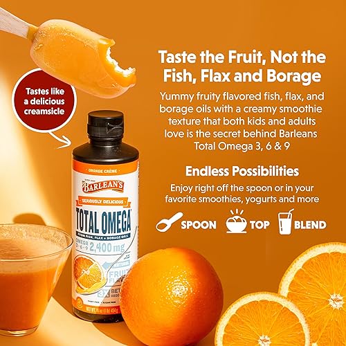 Vista 16 de Barlean's Total Omega 3 6 9 Suplemento de aceite de pescado líquido con borraja y aceite de linaza 6,468 mg de Omegas EPA, DHA, ALA y GLA