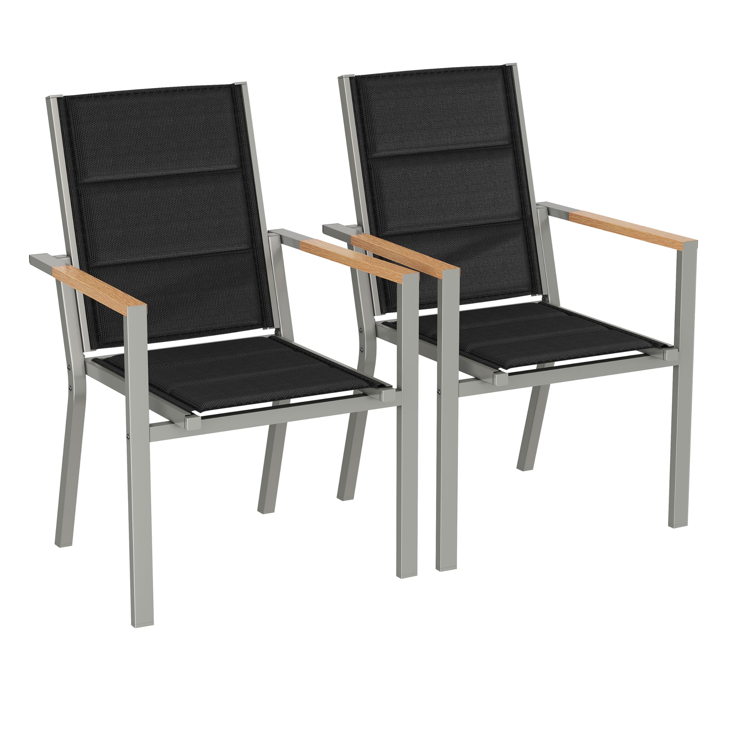 Devoko Juego De 2 Sillas De Jardín, Sillas Apilables Comedor Aluminio, Silla Terraza, para Jardín, Piscina, Terraza, Muebles Jardin Exterior, Gris Claro