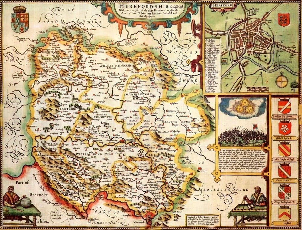 Herefordshire Historical Map 1000 Piece Jigsaw Puzzle (1610) - John Speed