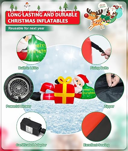 Miniatura 3 de EAONE Inflables de Navidad gigantes de 12 pies para decoración al aire libre, decoraciones de patio inflables de Navidad con luces LED integradas