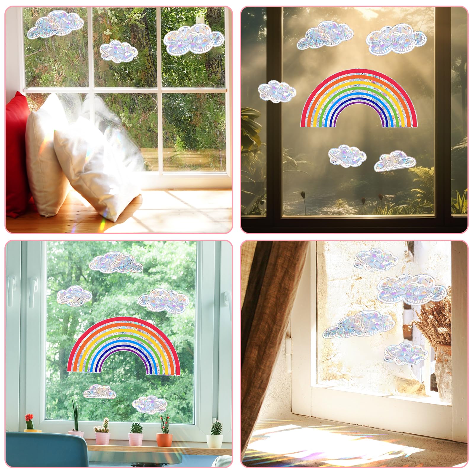 Films Arc-en-ciel Pour Fenêtres – Lot De 21 Autocollants – Protection Anti-collision Oiseaux – Décoration Lumineuse