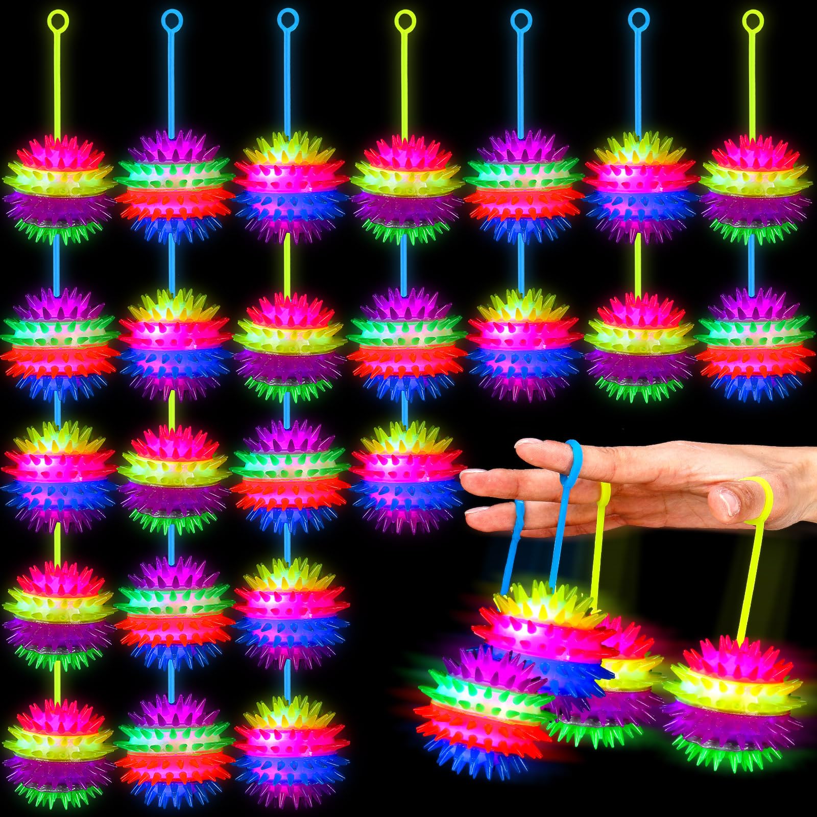 Snapklik.com : Wettarn 24 Pcs 2.6 Inch Bouncy Light Up Ball LED ...