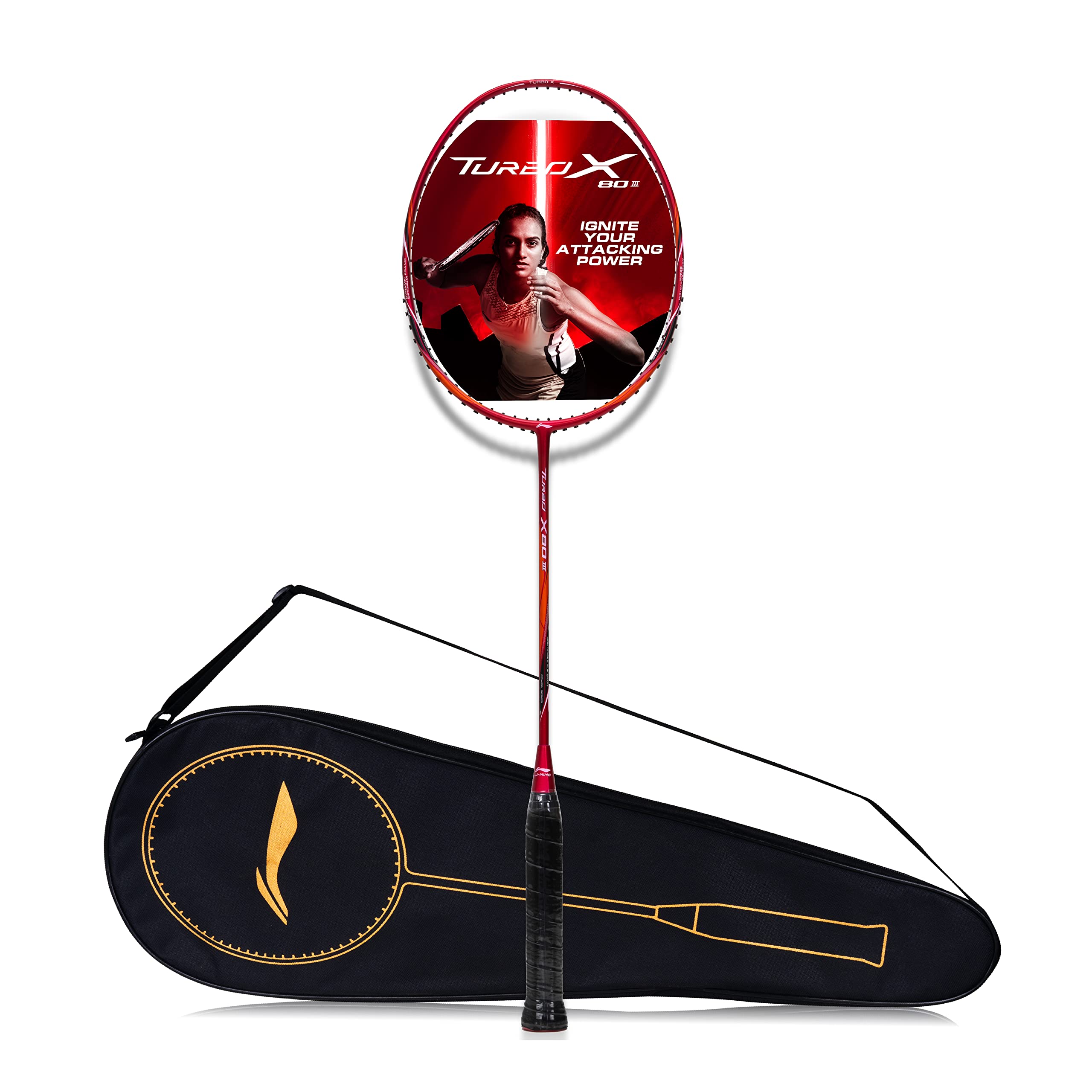 Li-Ning Turbo X III Carbon Fibre Strung Badminton Racket with Free Racket Cover for Seniors (Red/Copper, 87 Grams) (B097Y7KBQR) Amazon Price History, Amazon Price Tracker
