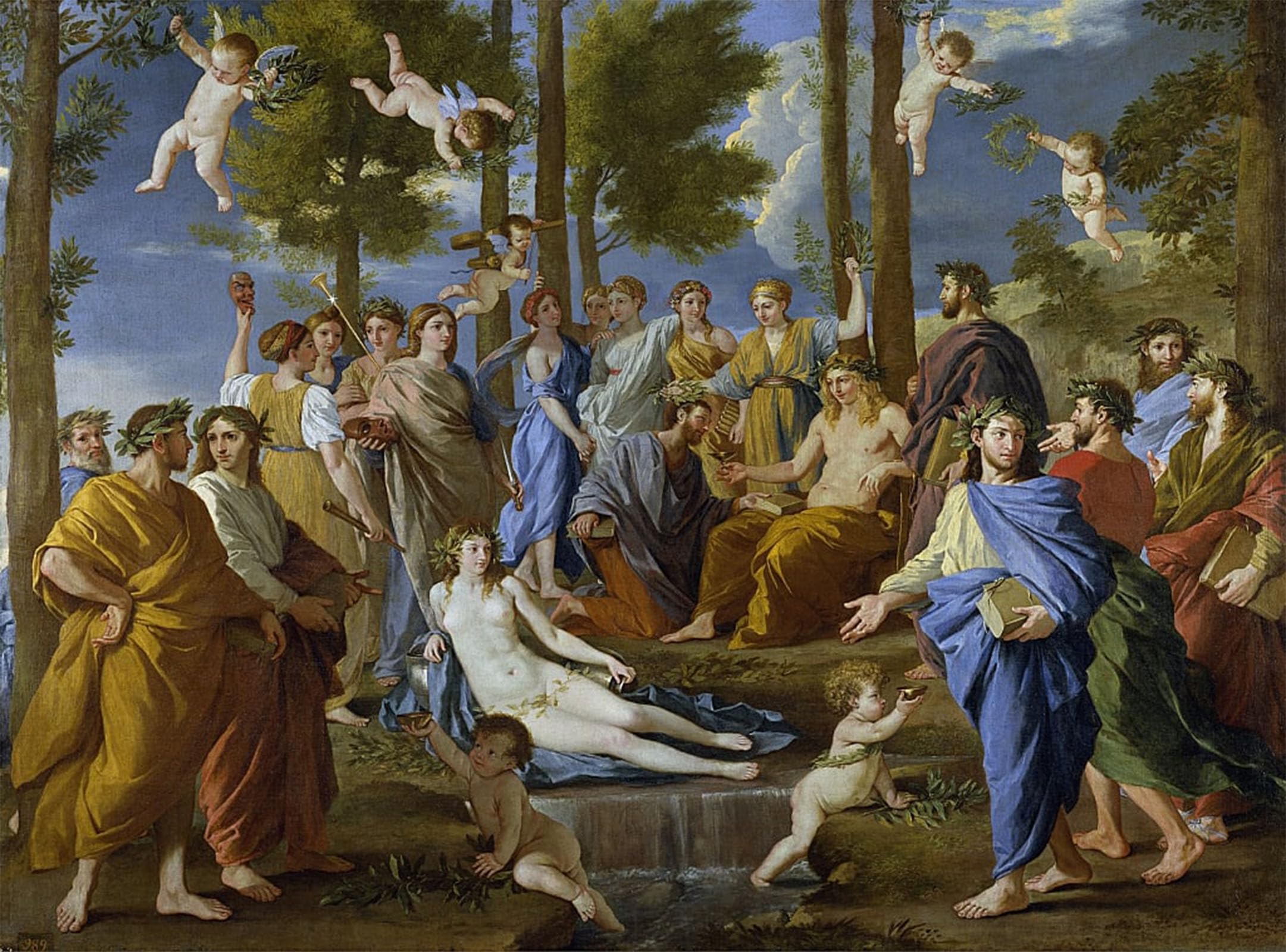 POSTERIIk Vintage Classic Picture Landscape Artwork Parnassus by Nicolas Poussin Portrait Canvas Painting for Office Home Decor 60x90cm