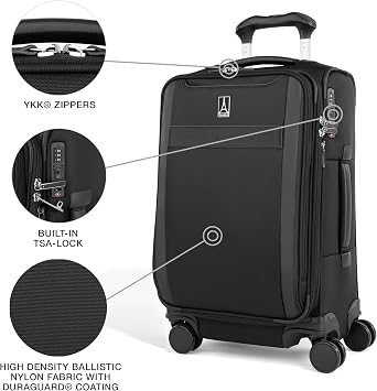 Travelpro VersaPack+ Softside Carry-On Luggage Suitcase, Black, 21-Inch