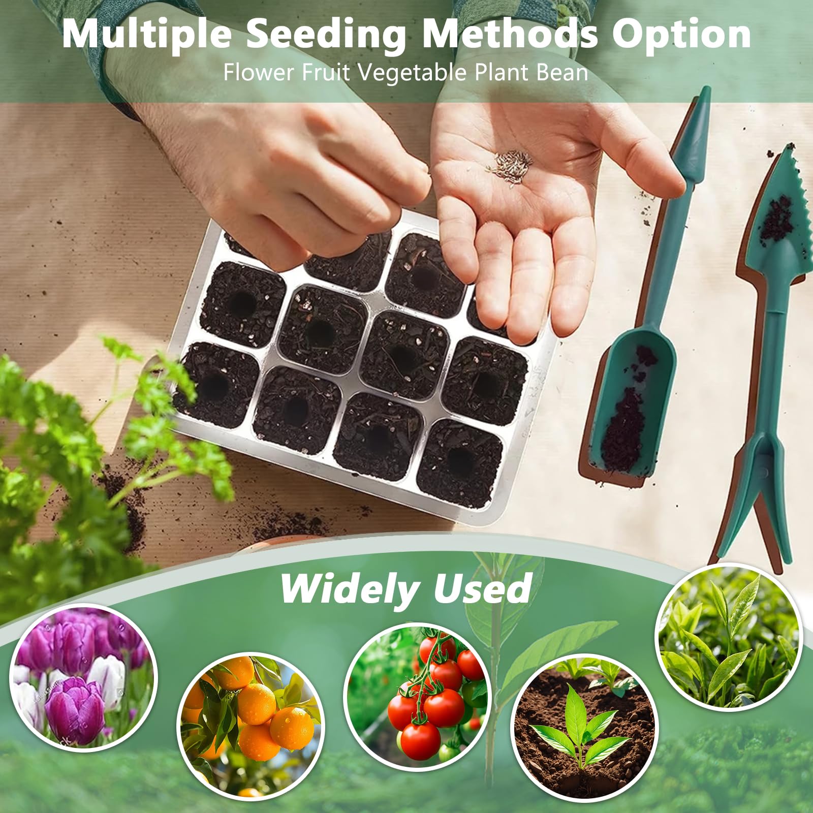 Vassoi per Semi,10 Pack 120 Cells Propagator, Vassoio Germinazione con coperchio,Vassoi Seminacon finestra regolabile,20 Etichette,3 Pale,2 Strumenti, Strumento di Coltivazione in Mini Serra