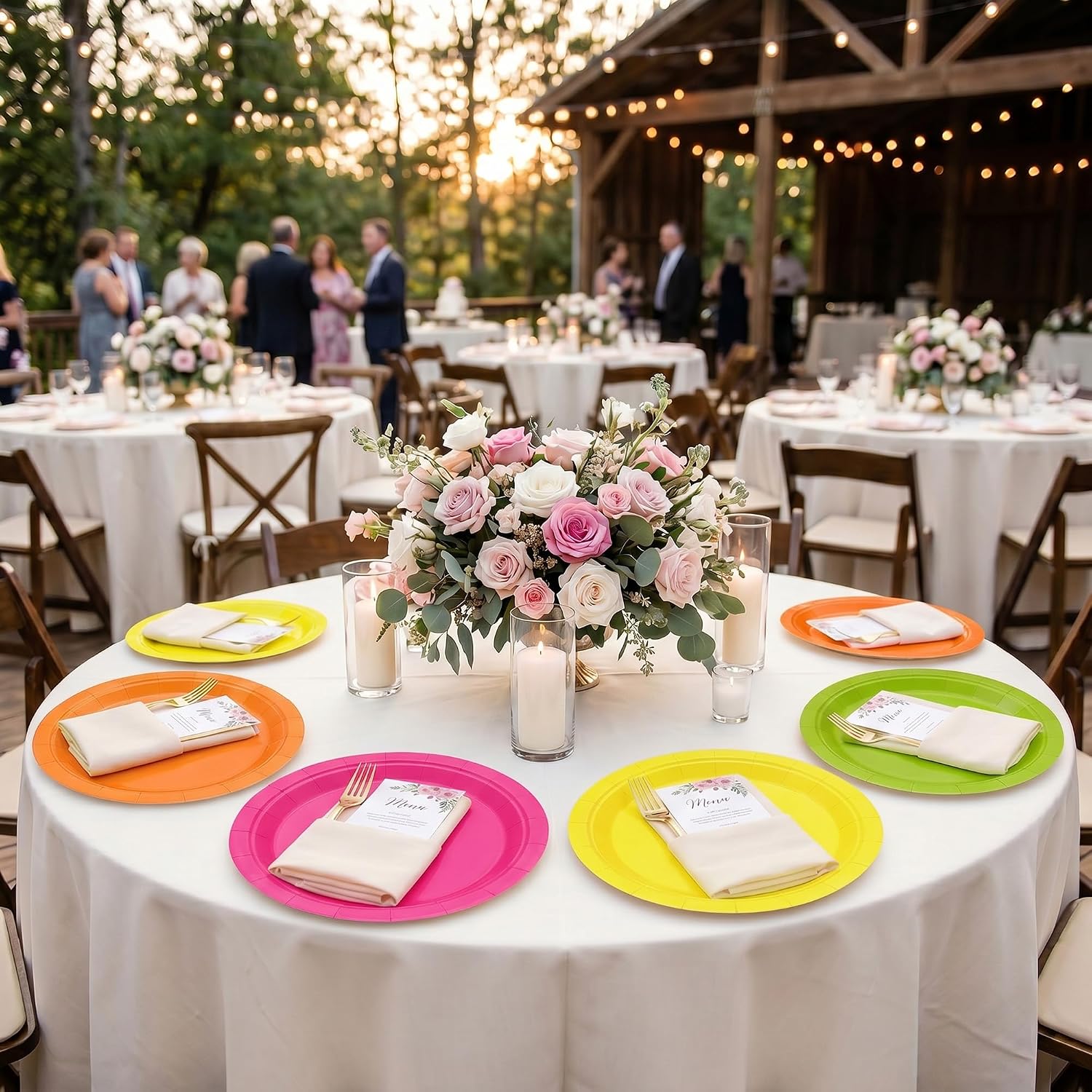 72 Pcs 7 Inch Neon Paper Plates, Disposable Bulk Dessert Plates image 5