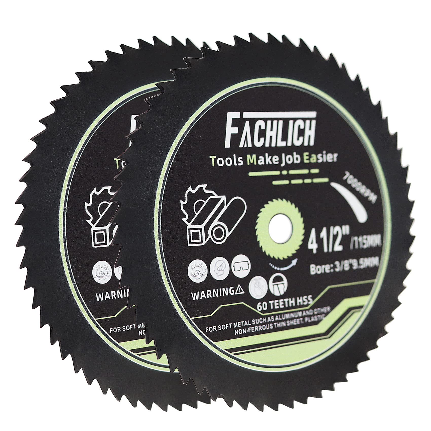FACHLICH Circular Saw Blades,2pcs 4-1/2" 115MM HSS Saw Blades for Cutting Metal Aluminum 3/8 inch Arbor