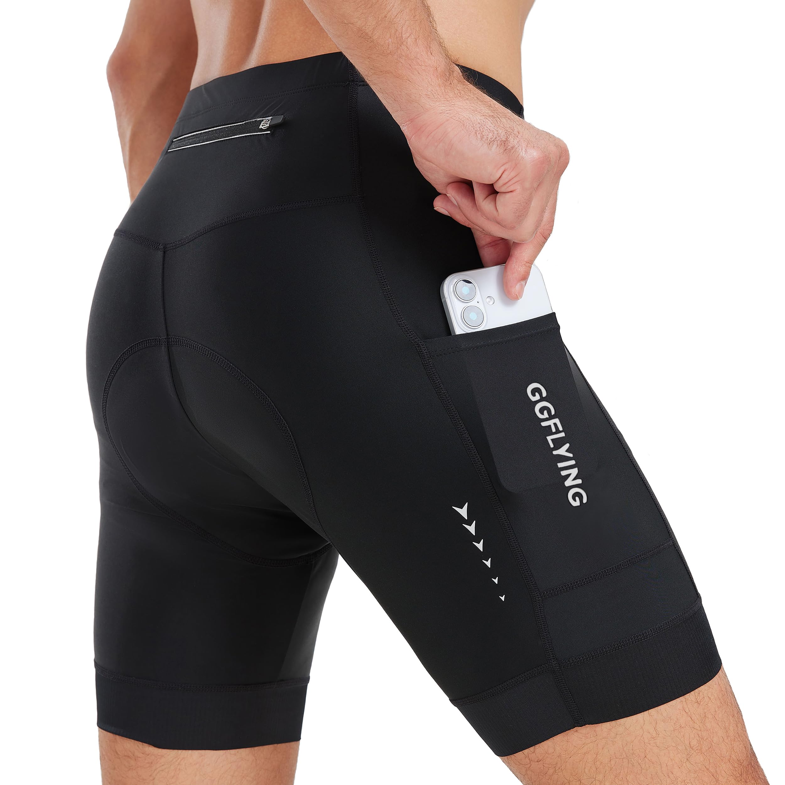 Pantaloncini Clismo Uomo 5D Imbottito MTB Pantaloni Bici con 3 Tasche Traspiranti Asciugatura Rapida