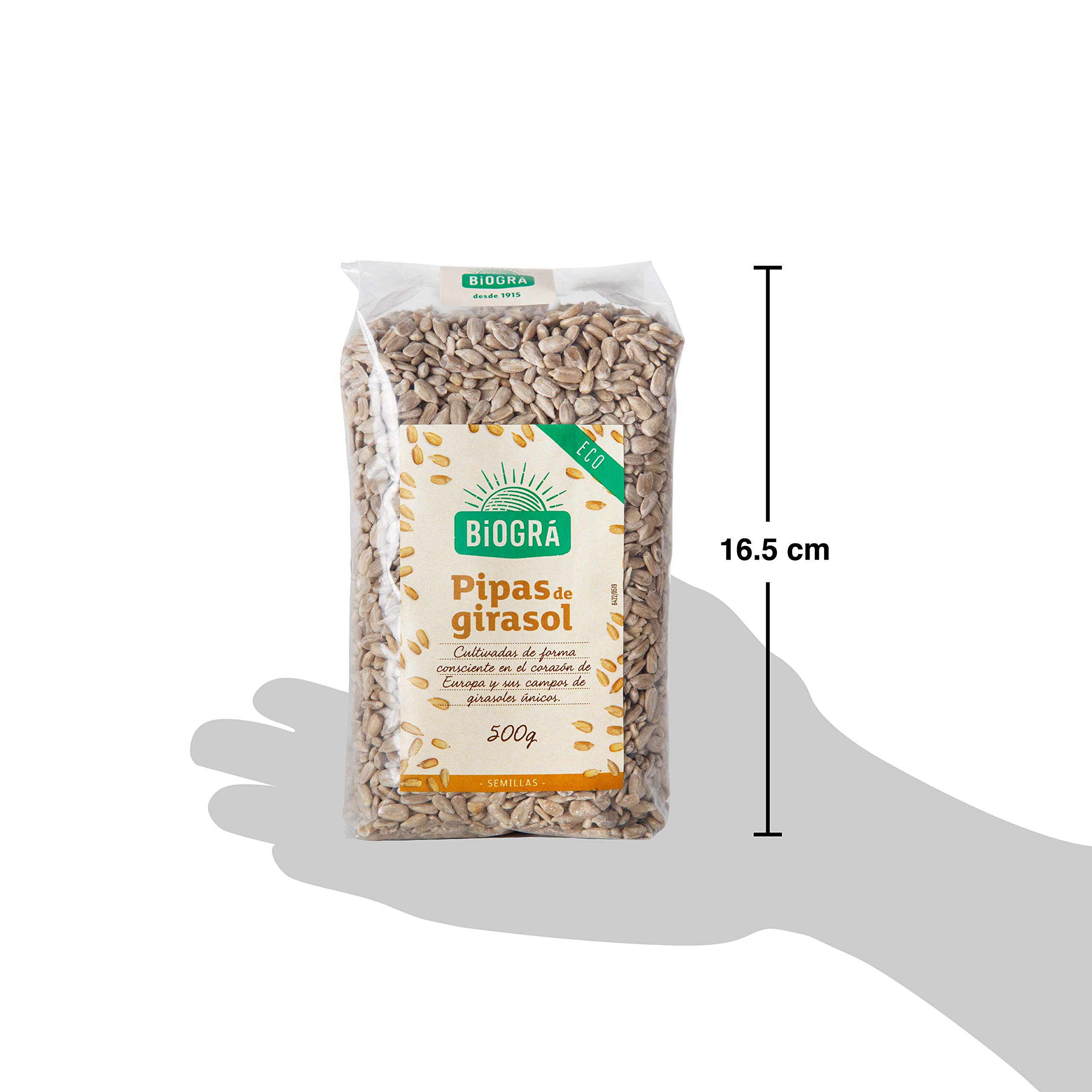 BIOGRÁ - Pipas Peladas de Girasol, Apto para Veganos, Perfecto para su Uso con Muesli, Ensaladas, pan, Pasteles, Platos de Arroz o Verduras, de Agricultura Ecológica 500g